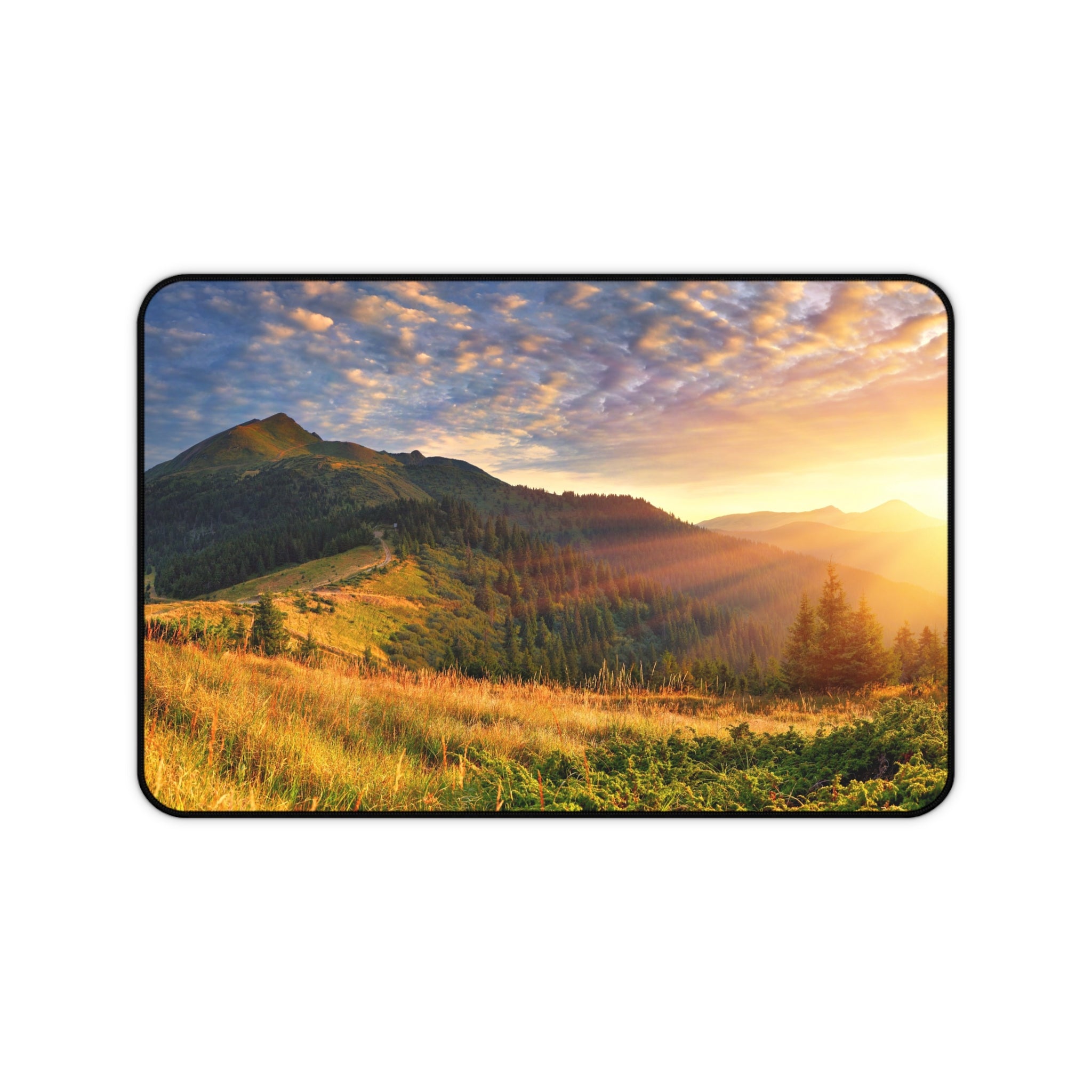 Sunrise Mountain Desk Mat — Scenic Landscape Desk Pad for Work & Gaming