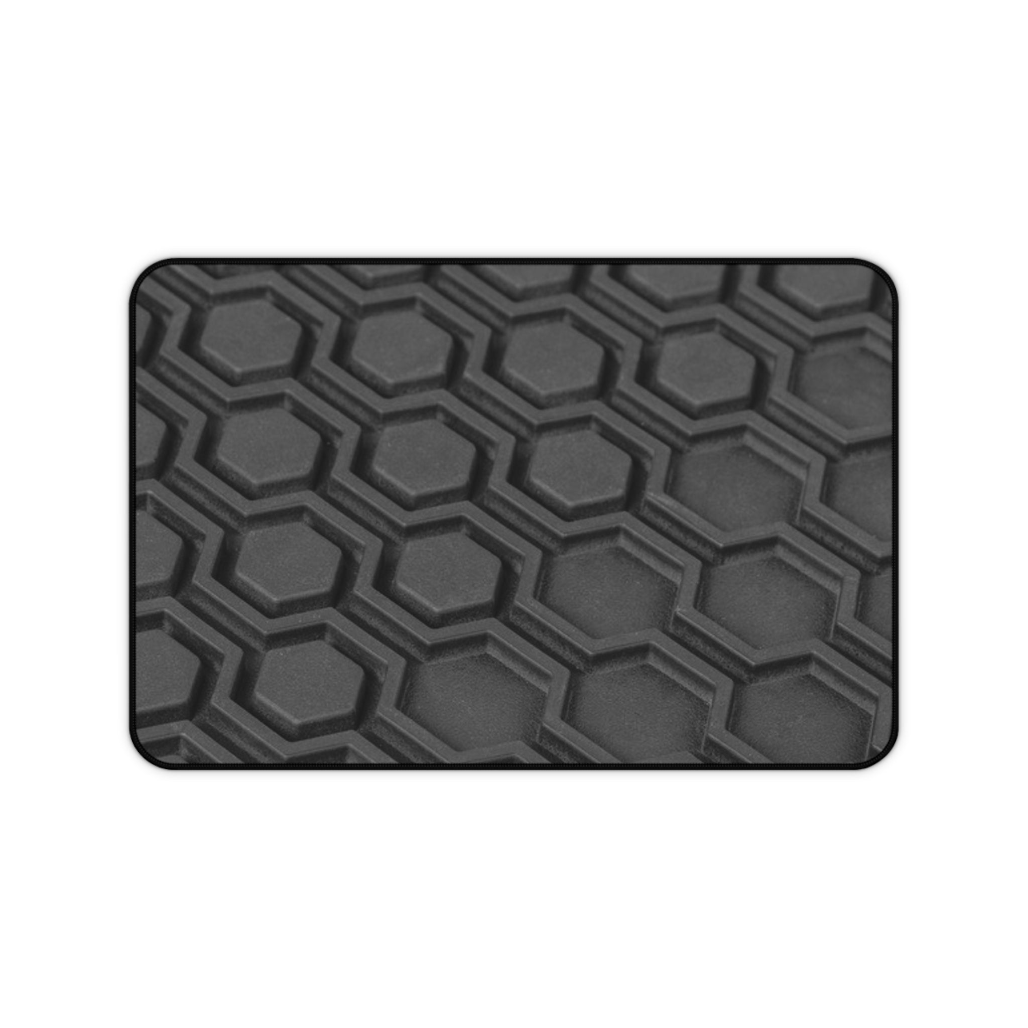 Hex Pattern Desk Mat — Textured Black Gaming & Office Mouse Pad